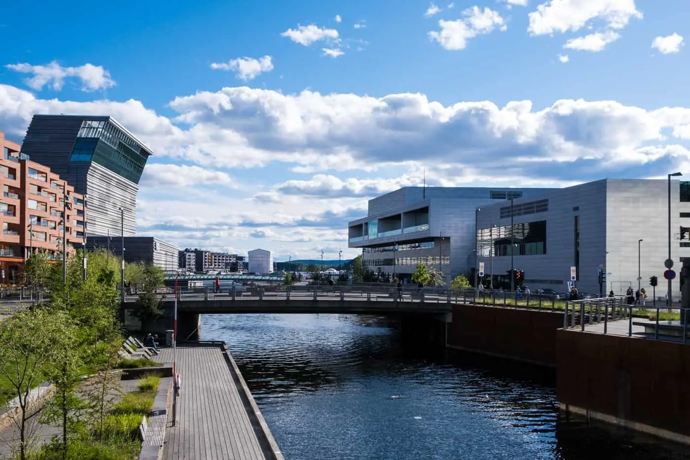 The Aker River in Oslo and Munch Museum